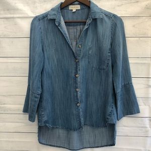 CLOTH & STONE denim chambray button top 3/4 sleeve